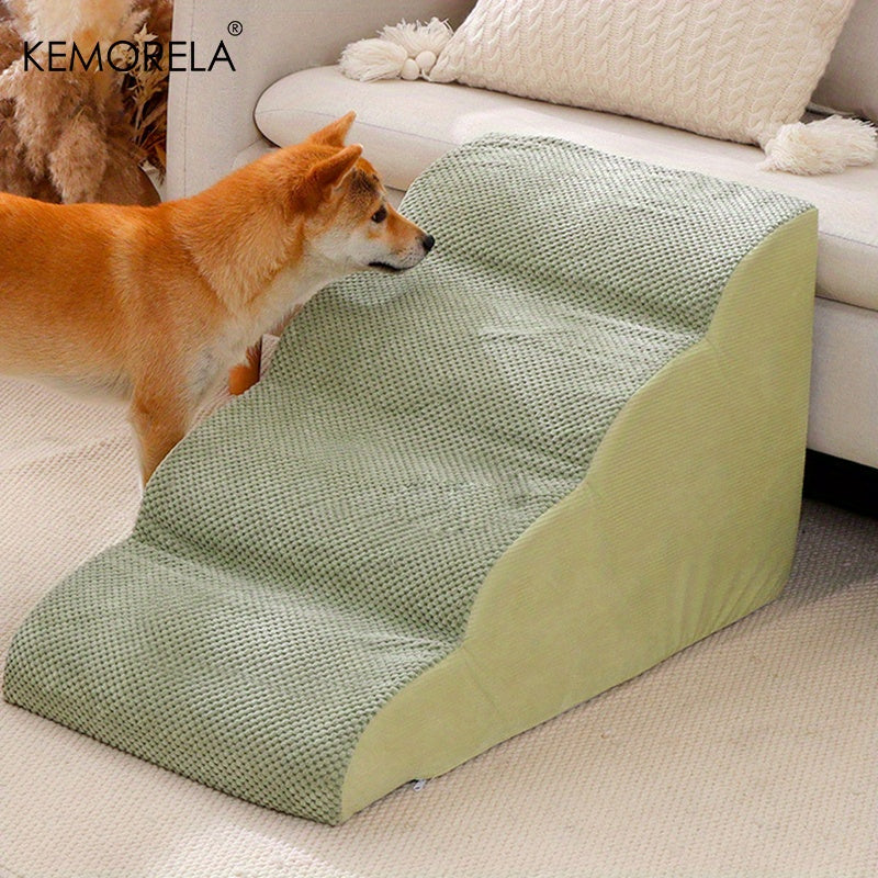 Escada Pet com 2 ou 3 Degraus | Degraus Antiderrapantes com Capa Removível e Lavável | Rampa para Cães e Gatos | Ideal para Filhotes, Pets Idosos ou em Recuperação