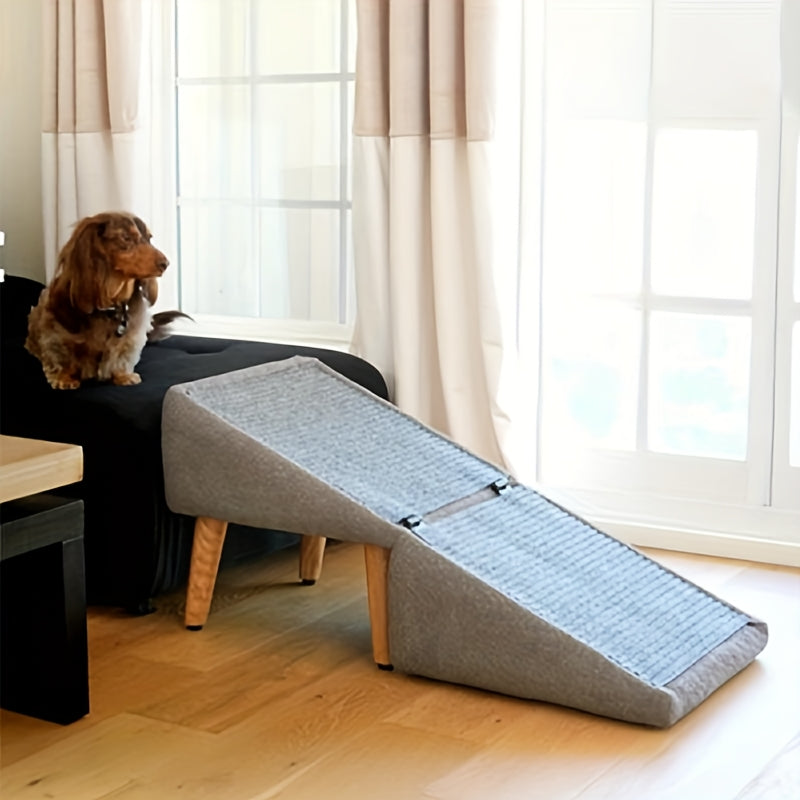 Escada Pet de Madeira 2 em 1 – Escada e Banco Auxiliar | Para Cães de Pequeno e Médio Porte | Superfície Texturizada, Estrutura Robusta e Design Moderno para Decorar Sua Casa