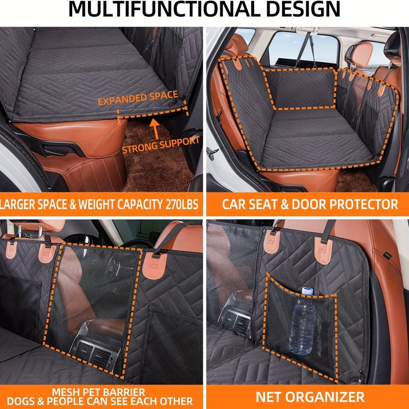 Almofada de Assento para Carro Pesada para Pets, Cama de Viagem para Cães, Cinza, Almofada de Assento para Cães no Carro, Rede de Viagem para Cães no Carro, Presente de Natal para Cães.