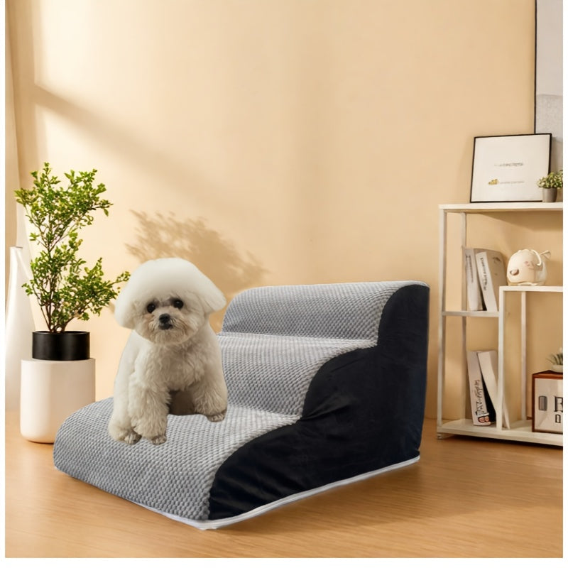 Escada de Segurança para Pets | Degraus para Cães e Gatos e Rampa para Sofá e Cama para Pets Idosos, Feridos e Necessitados de Assistência | Antiderrapante, Capa Removível e Lavável | Passagem Interna Confortável com Design de Estrelas