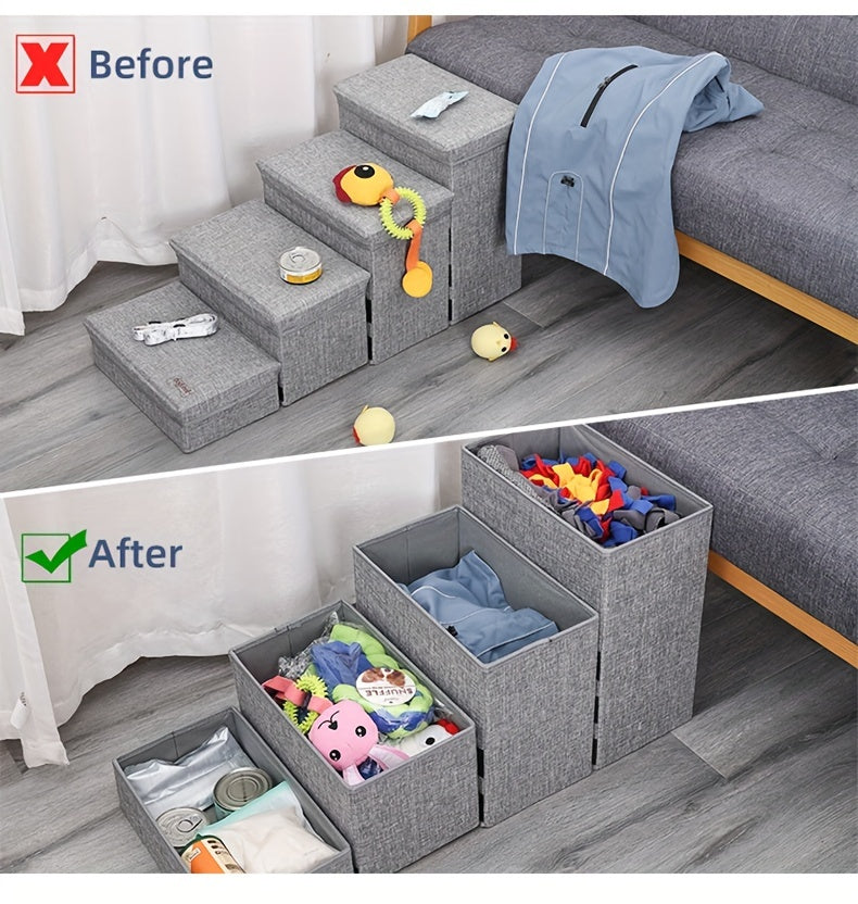 Escada Pet com 4 Degraus – Escada de Subida para Cães de Pequeno Porte | Escada Residencial Multinível | Ideal para Acesso a Sofás, Camas e Poltronas