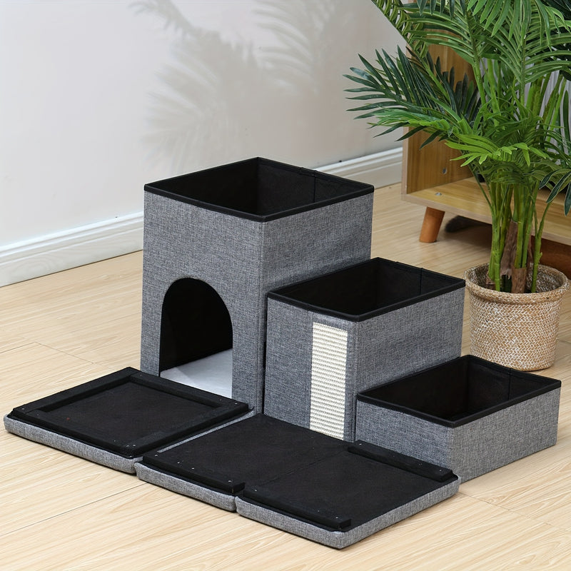 Escada Pet Multifuncional com Caixa Organizadora | Escada Dobrável para Cães e Gatos | Prática, Estável e Moderna