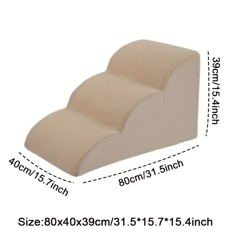 Escada rampa para cães com 3 degraus, para cães pequenos, médios e grandes – adequada para pets idosos – ideal para subir em sofás e camas, acessibilidade para sofá-cama, textura macia, material de esponja durável