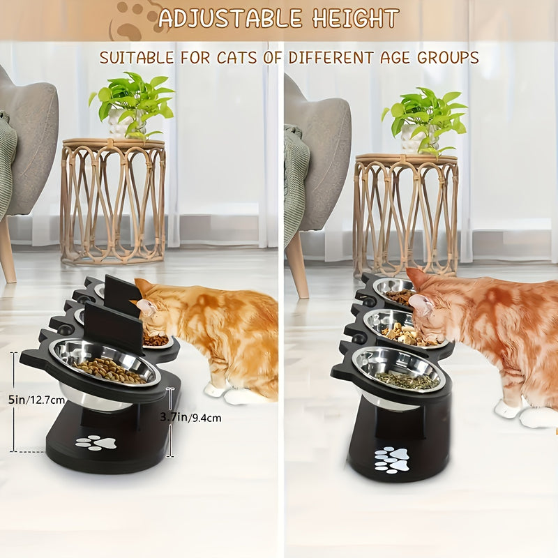 Tigela Elevada para Cães e Gatos, Tigela de Ração Inclinada em 15 Graus, Filhotes e Pets Pequenos, com 3 Suportes de Aço Inoxidável, Itens Essenciais para Pets, Fácil de Montar.