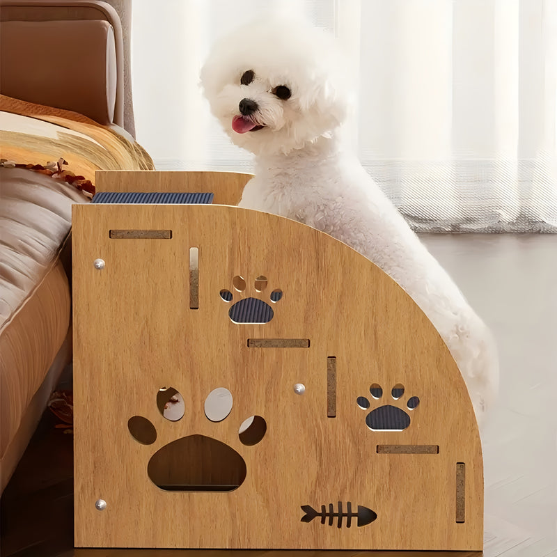 Escada de Madeira para Cães com 3 ou 2 Degraus – Degraus Antiderrapantes para Camas e Sofás Altos, Ideal para Cães e Gatos Pequenos a Médios