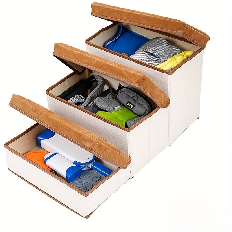Escada Pet Dobrável com Armazenamento – Para Cães de Pequeno Porte | Degraus para Subir em Camas, Sofás e Poltronas Altas | Leve, Prática e Funcional