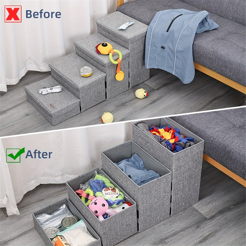 Escada Pet com 4 Degraus – Escada de Subida para Cães de Pequeno Porte | Escada Residencial Multinível | Ideal para Acesso a Sofás, Camas e Poltronas
