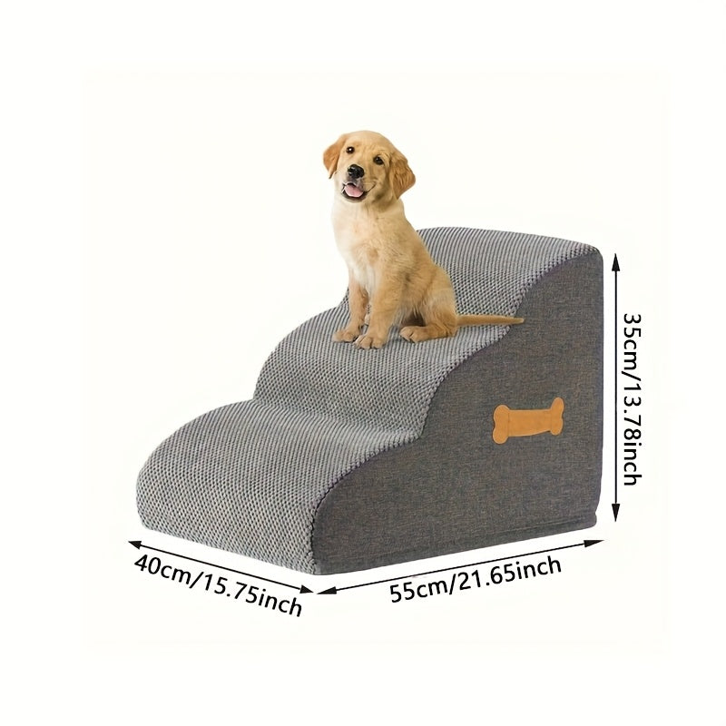 Escada Pet com 3 ou 4 Degraus – Espuma Super Macia | Disponível nas Cores Rosa ou Branco | Superfície Antiderrapante | Portátil, Leve e Fácil de Limpar