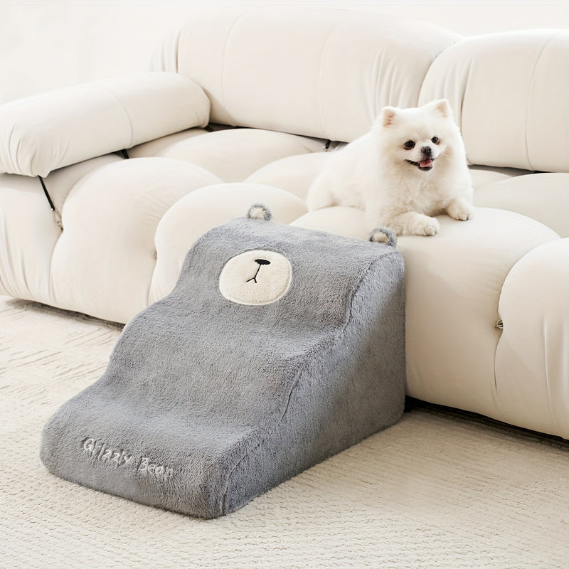 Rampa Pet em Formato de Urso – Compacta, Antiderrapante, com Capa Removível e Lavável | Ideal para Sofá e Cama | Altura 39cm | Para Cães de Pequeno e Médio Porte