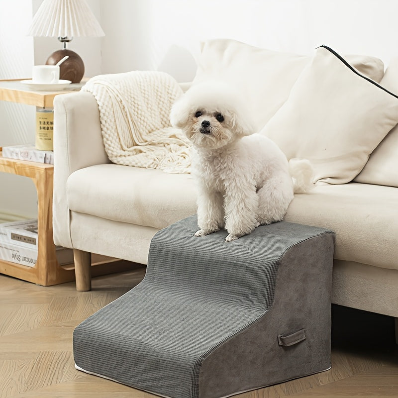 Escada Pet com 2, 3 ou 4 Degraus – Design Confortável com Estampa de Estrelas | Ideal para Cães e Gatos Idosos, Com Lesões ou Mobilidade Reduzida | Degraus em Espuma Resistente