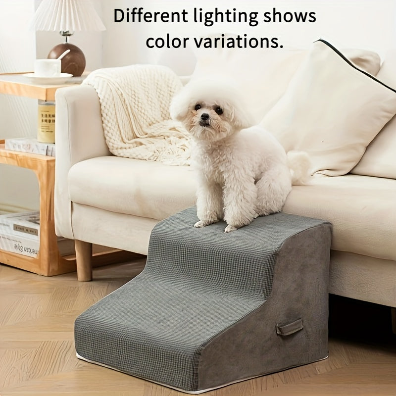 Escada Pet com 2, 3 ou 4 Degraus – Design Confortável com Estampa de Estrelas | Ideal para Cães e Gatos Idosos, Com Lesões ou Mobilidade Reduzida | Degraus em Espuma Resistente