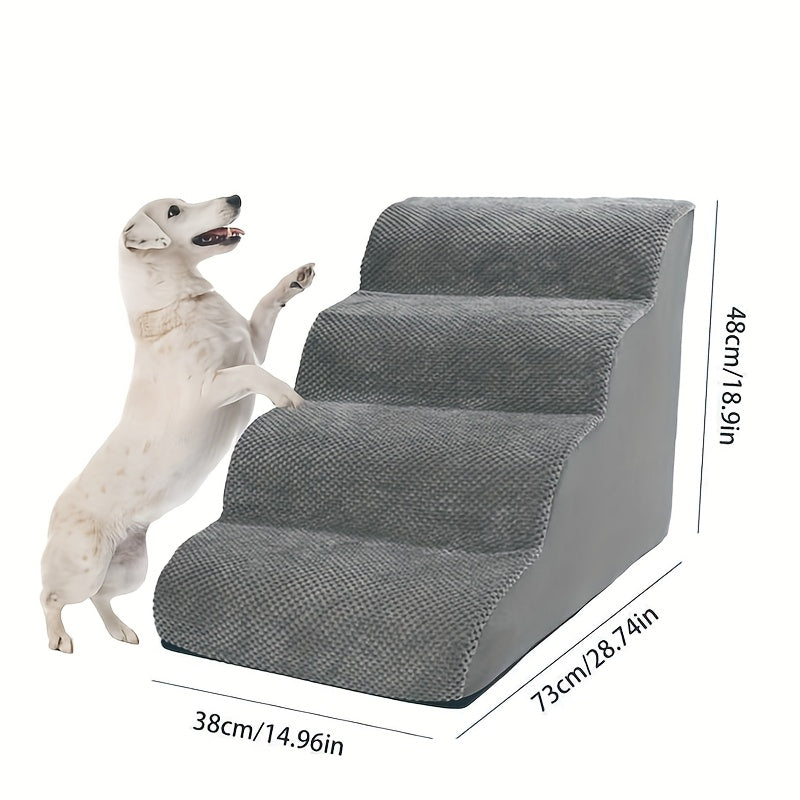 Escada Pet com 2, 3, 4 ou 5 Degraus – Para Cães e Gatos | Superfície Almofadada, Antiderrapante e Tecido Lavável | Ideal para Pets de Pequeno, Médio e Grande Porte | Acesso Fácil a Sofás e Camas