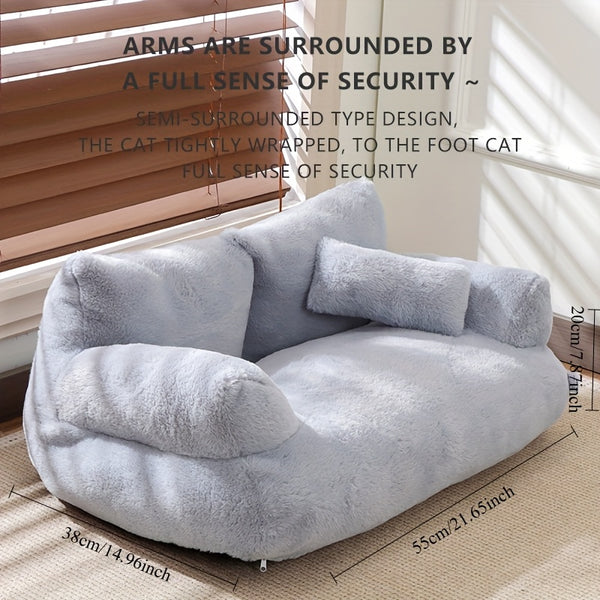 Sofá Confortável Cinza para Pets, Ideal para Gatos e Cães Pequenos - Cama Desmontável, Sofá para Todas as Estações com Capa de Poliéster Macio e Enchimento de Fibra de Polipropileno, 55x38x20cm, Ideal para Relaxamento em Casa, Sofá para Cães.