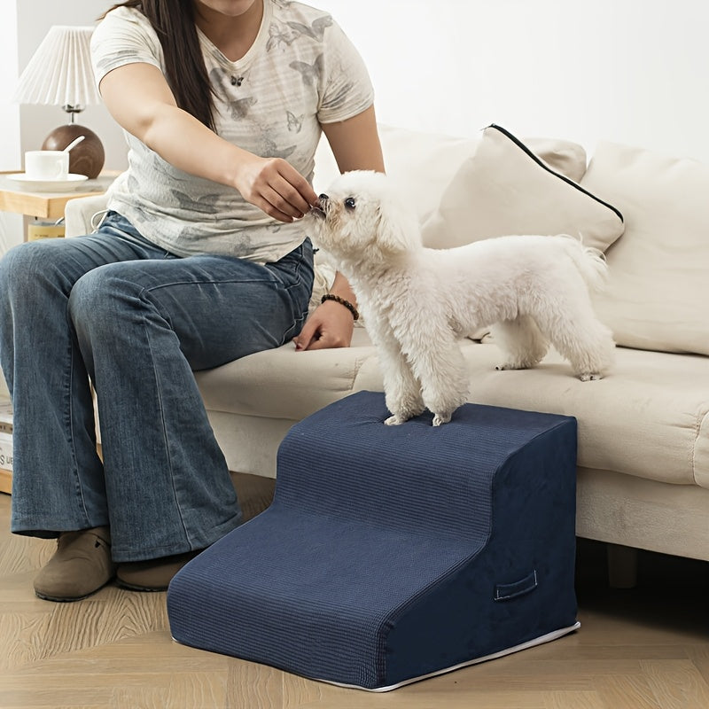 Escada Pet com 2, 3 ou 4 Degraus – Design Confortável com Estampa de Estrelas | Ideal para Cães e Gatos Idosos, Com Lesões ou Mobilidade Reduzida | Degraus em Espuma Resistente