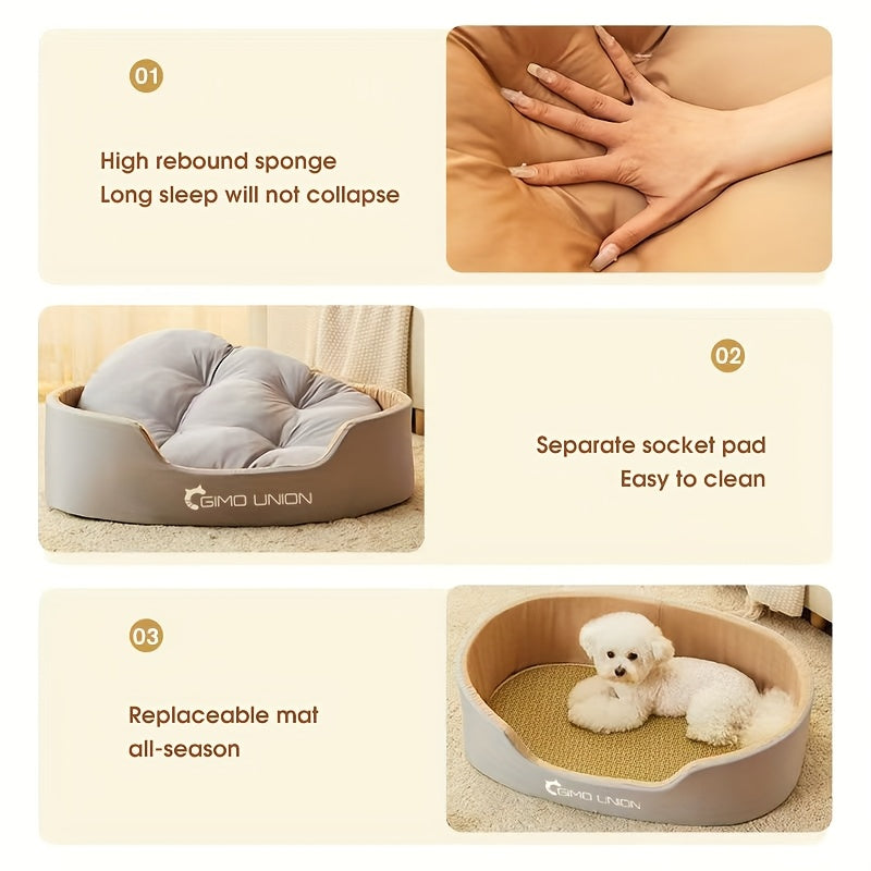 Cama Grande e Espessa para Cães, Adequada para Cães Pequenos e Gatos, com Design de Sofá, Proporcionando Aquecimento no Inverno para Cães de Médio a Grande Porte.