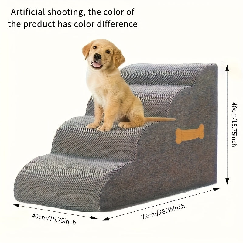 Escada Rampa para Pets Pequenos com Base Antiderrapante – Degraus Espessos de Espuma para Pets Idosos e Feridos, Subida Segura para Sofá/Cama, Degraus para Cães Pequenos, Design de Topo Arqueado