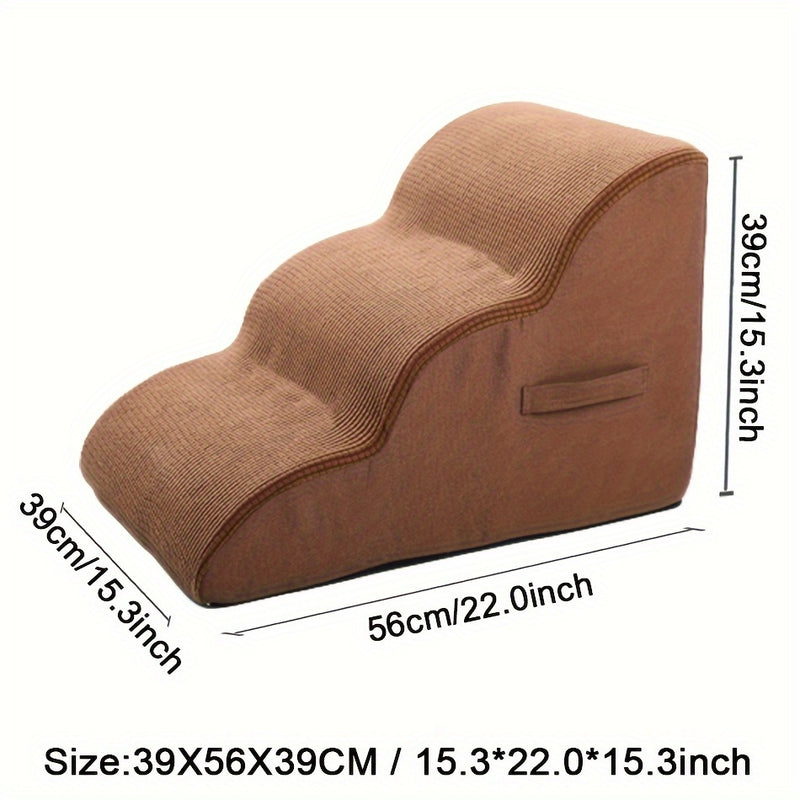 Escada para Pets – Escada de 2 e 3 Degraus com Espuma Macia para Cães e Gatos de Pequeno a Médio Porte, com Rampa Destacável.