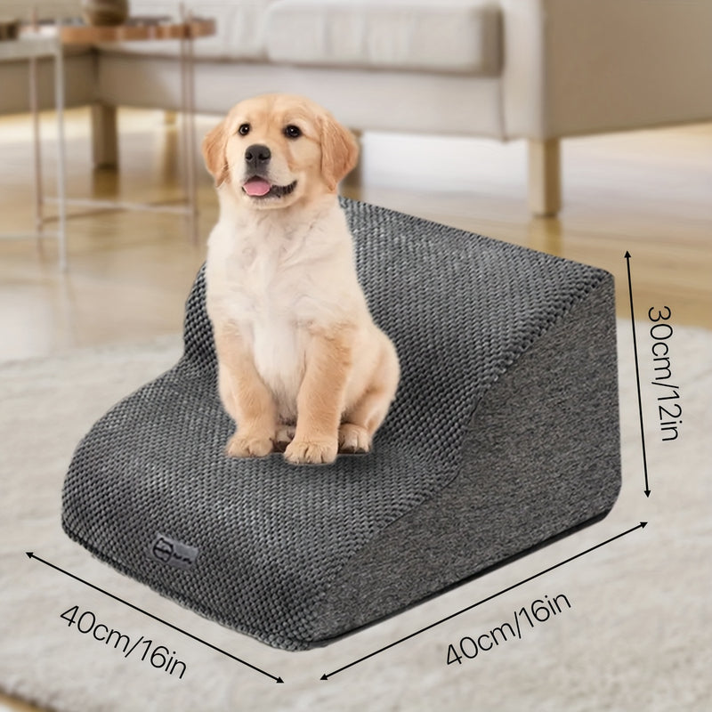 Escada Pet com 3 ou 4 Degraus – Para Cães de Pequeno Porte | Rampa com Superfície Antiderrapante, Capa Removível e Lavável | Ideal para Cães Idosos, Machucados ou com Dores nas Articulações