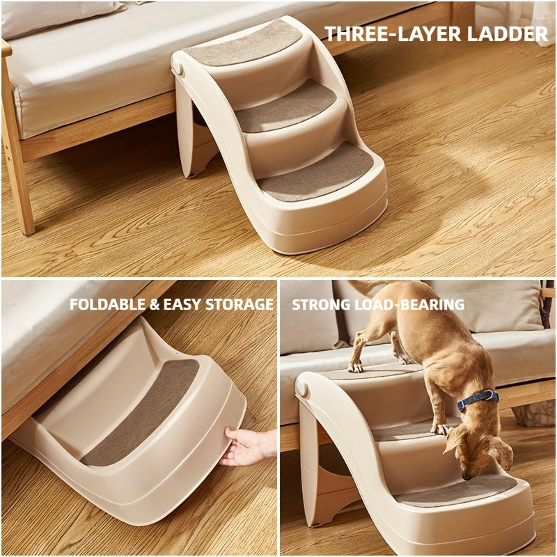 Escada dobrável para pets com ângulo reto, design fofo de patinhas e ossinhos, fácil de montar e guardar, degraus antiderrapantes para uso doméstico - ideal para sofá, cama e mais, escada para pets | escada moderna para pets | escada resistente para pets
