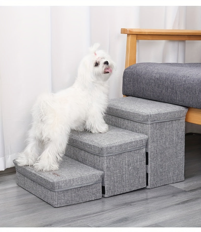 Escada Pet com 4 Degraus – Escada de Subida para Cães de Pequeno Porte | Escada Residencial Multinível | Ideal para Acesso a Sofás, Camas e Poltronas