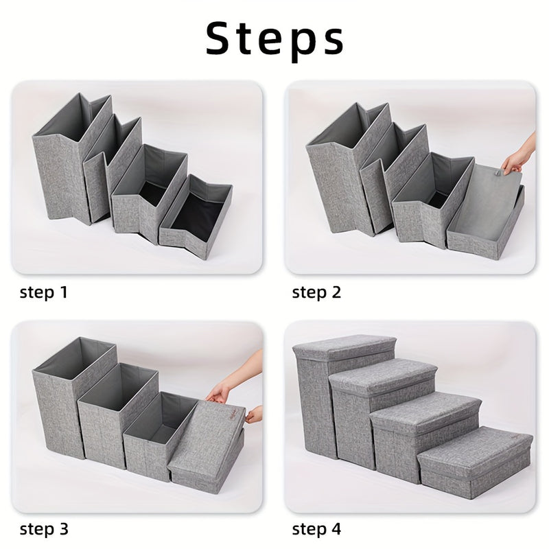 Escada Pet com 4 Degraus – Escada de Subida para Cães de Pequeno Porte | Escada Residencial Multinível | Ideal para Acesso a Sofás, Camas e Poltronas