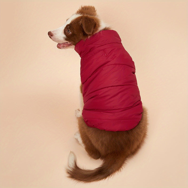 Casaco de Inverno para Cães de Cor Sólida, Acolchoado e Espesso, Jaqueta Confortável e Macia para Cães, Ideal para Clima Frio