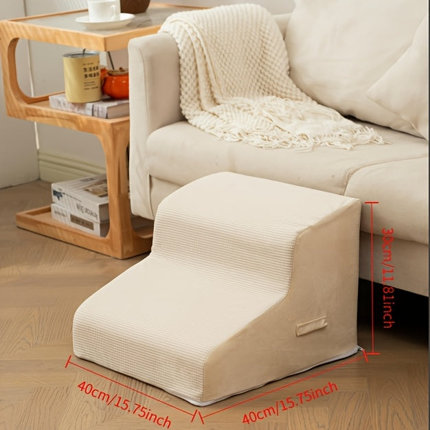 Rampa Pet com Degraus Seguros e Laváveis | Design Diagonal com Espuma de Alta Densidade | Revestimento em Flanela Macia