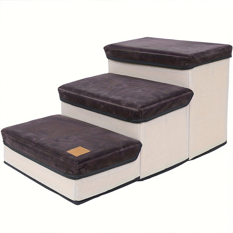 Escada Pet Dobrável com Armazenamento – Para Cães de Pequeno Porte | Degraus para Subir em Camas, Sofás e Poltronas Altas | Leve, Prática e Funcional