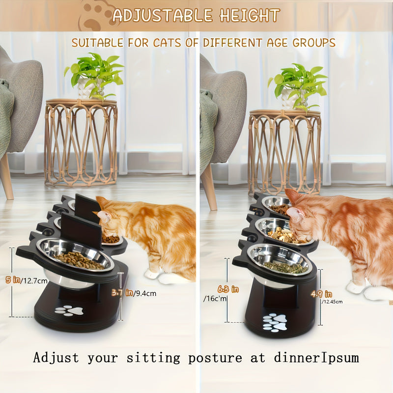 Tigela Elevada para Cães e Gatos, Tigela de Ração Inclinada em 15 Graus, Filhotes e Pets Pequenos, com 3 Suportes de Aço Inoxidável, Itens Essenciais para Pets, Fácil de Montar.