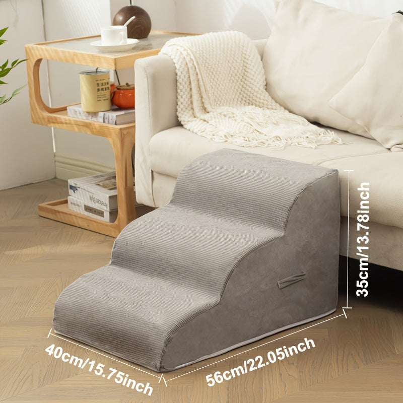 Rampa Pet com Degraus Seguros e Laváveis | Design Diagonal com Espuma de Alta Densidade | Revestimento em Flanela Macia