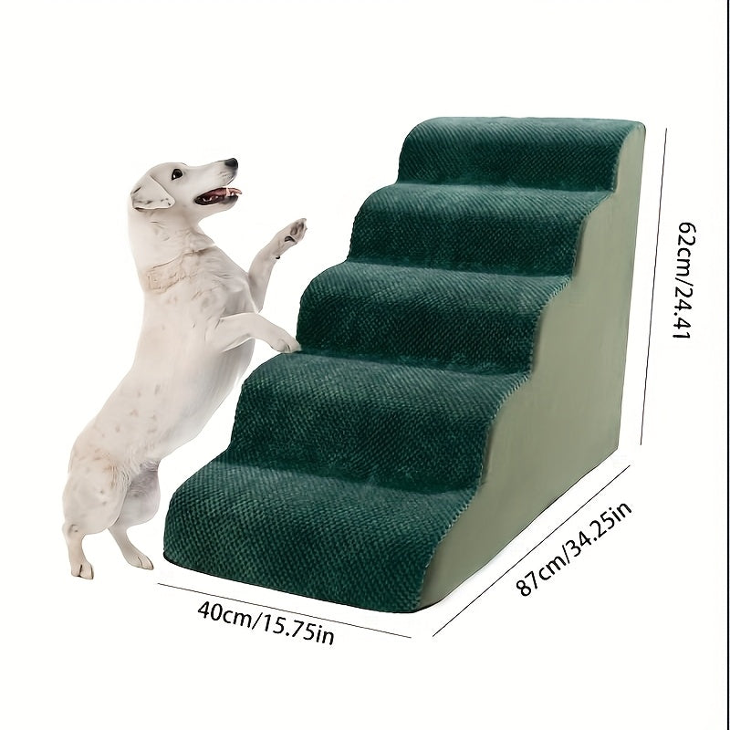 Escada Pet com 2, 3, 4 ou 5 Degraus – Para Cães e Gatos | Superfície Almofadada, Antiderrapante e Tecido Lavável | Ideal para Pets de Pequeno, Médio e Grande Porte | Acesso Fácil a Sofás e Camas