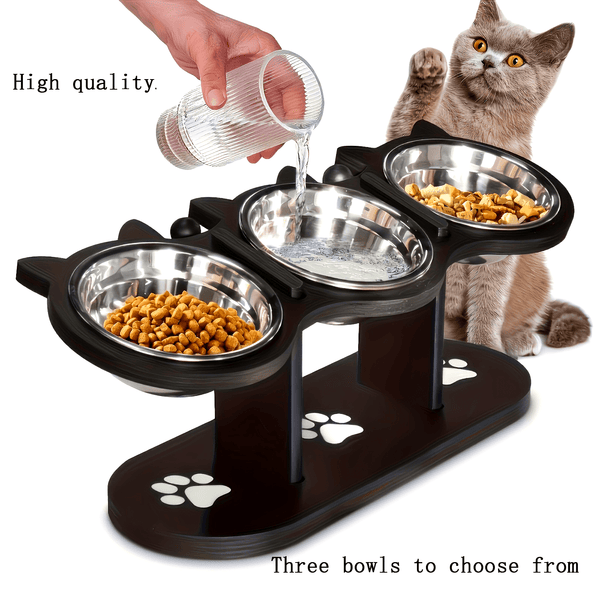 Tigela Elevada para Cães e Gatos, Tigela de Ração Inclinada em 15 Graus, Filhotes e Pets Pequenos, com 3 Suportes de Aço Inoxidável, Itens Essenciais para Pets, Fácil de Montar.