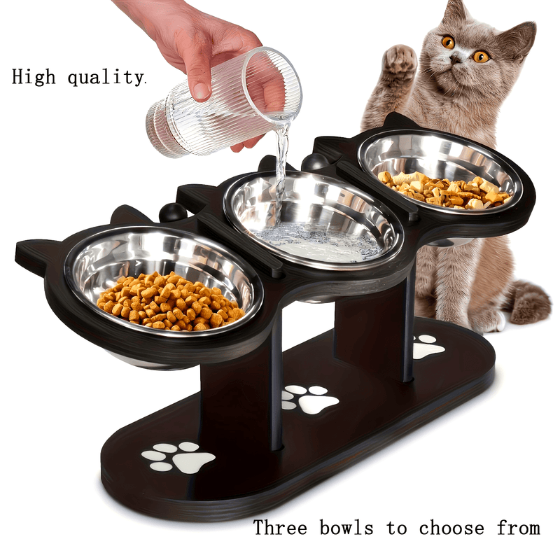 Tigela Elevada para Cães e Gatos, Tigela de Ração Inclinada em 15 Graus, Filhotes e Pets Pequenos, com 3 Suportes de Aço Inoxidável, Itens Essenciais para Pets, Fácil de Montar.