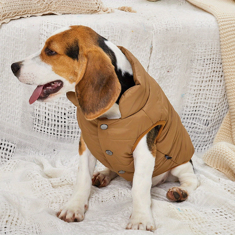 Casaco de Inverno para Cães de Cor Sólida, Acolchoado e Espesso, Jaqueta Confortável e Macia para Cães, Ideal para Clima Frio