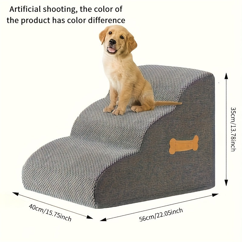 Escada Rampa para Pets Pequenos com Base Antiderrapante – Degraus Espessos de Espuma para Pets Idosos e Feridos, Subida Segura para Sofá/Cama, Degraus para Cães Pequenos, Design de Topo Arqueado