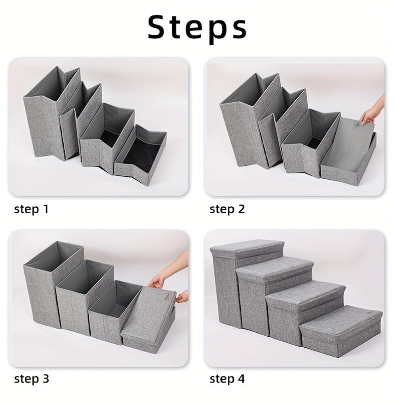 Escada Pet com 4 Degraus – Escada de Subida para Cães de Pequeno Porte | Escada Residencial Multinível | Ideal para Acesso a Sofás, Camas e Poltronas