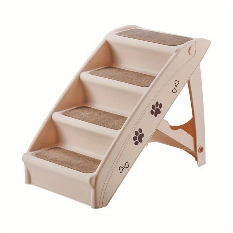 Escada dobrável para pets com ângulo reto, design fofo de patinhas e ossinhos, fácil de montar e guardar, degraus antiderrapantes para uso doméstico - ideal para sofá, cama e mais, escada para pets | escada moderna para pets | escada resistente para pets