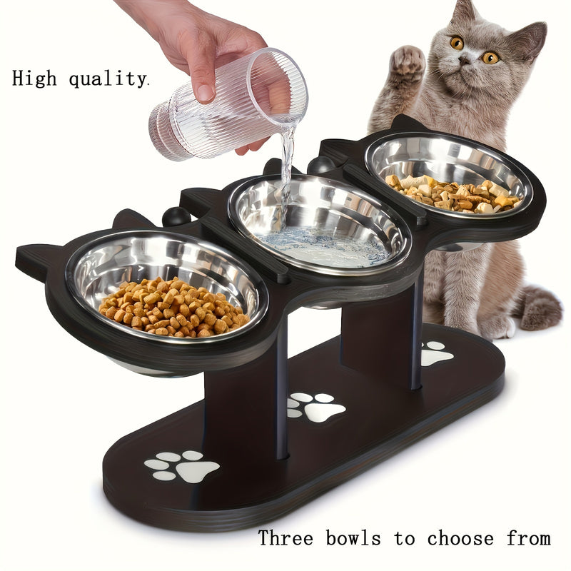 Tigela Elevada para Cães e Gatos, Tigela de Ração Inclinada em 15 Graus, Filhotes e Pets Pequenos, com 3 Suportes de Aço Inoxidável, Itens Essenciais para Pets, Fácil de Montar.