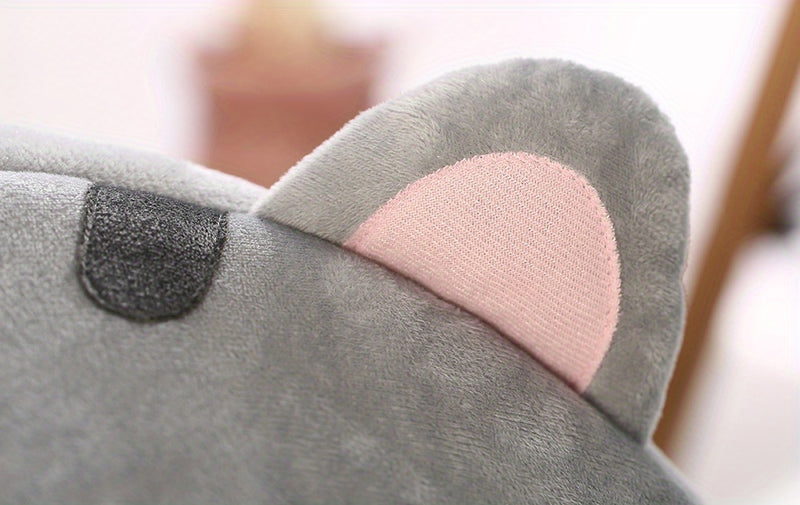 Grande Cama Caverninha Confortável para Gatos de Interior – Cama para Gato com Capuz de Pelúcia Cinza com Orelhas Cor-de-Rosa Adoráveis, Interior Macio e Almofada Removível e Lavável – Perfeita para Aconchegar e Cochilar, Camas para Gatos.