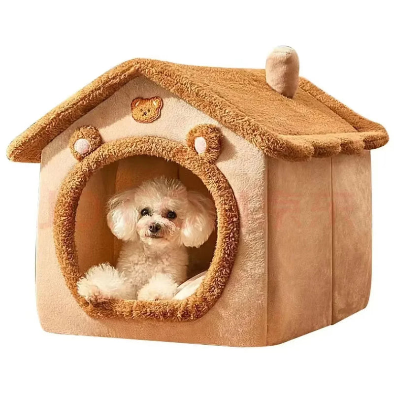 Casa Quente para Gatos e Cães para Todas as Estações – Almofada Removível e Lavável, Cama Macia para Pets de Interior, Canil para Pets Pequenos e Médios, Suprimentos Duráveis para Pets.