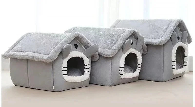 Casinha Quente para Cães de Interior – Cama Macia para Pets em Forma de Tenda, Canil para Cães, Cama para Gatos com Almofada Removível e Lavável, Adequada para Todas as Estações.
