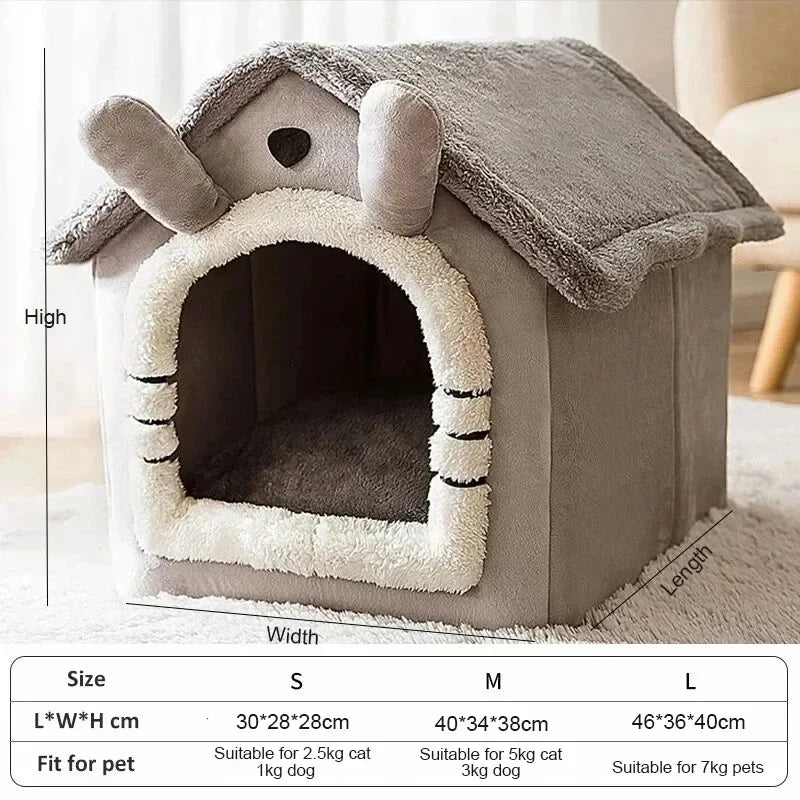 Casinha Quente para Cães de Interior – Cama Macia para Pets em Forma de Tenda, Canil para Cães, Cama para Gatos com Almofada Removível e Lavável, Adequada para Todas as Estações.