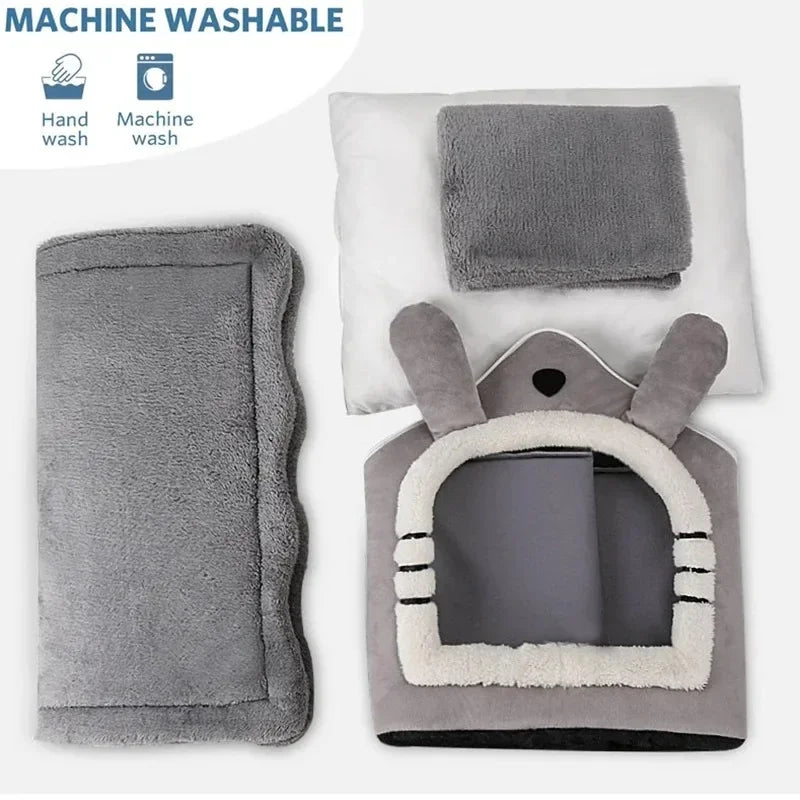 Casinha Quente para Cães de Interior – Cama Macia para Pets em Forma de Tenda, Canil para Cães, Cama para Gatos com Almofada Removível e Lavável, Adequada para Todas as Estações.