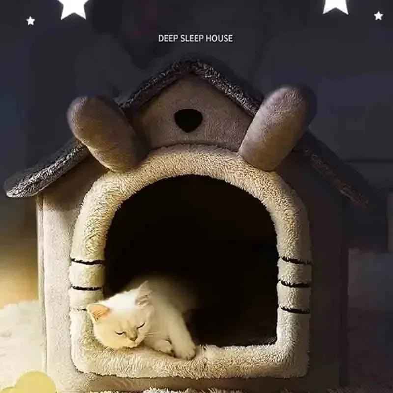 Casinha Quente para Cães de Interior – Cama Macia para Pets em Forma de Tenda, Canil para Cães, Cama para Gatos com Almofada Removível e Lavável, Adequada para Todas as Estações.