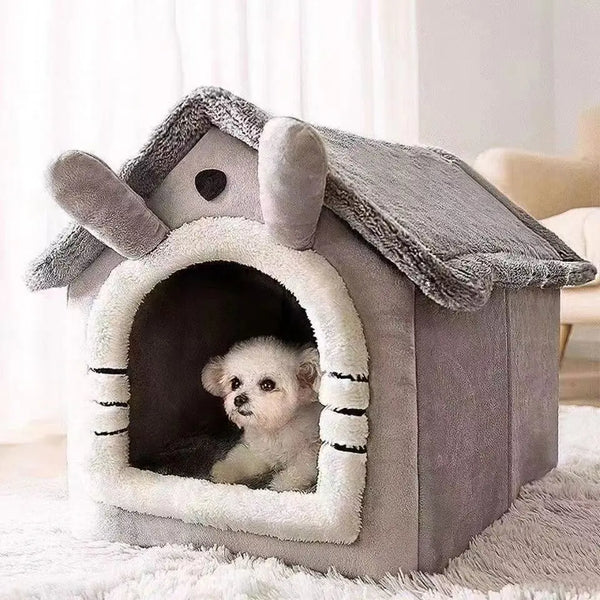 Casinha Quente para Cães de Interior – Cama Macia para Pets em Forma de Tenda, Canil para Cães, Cama para Gatos com Almofada Removível e Lavável, Adequada para Todas as Estações.
