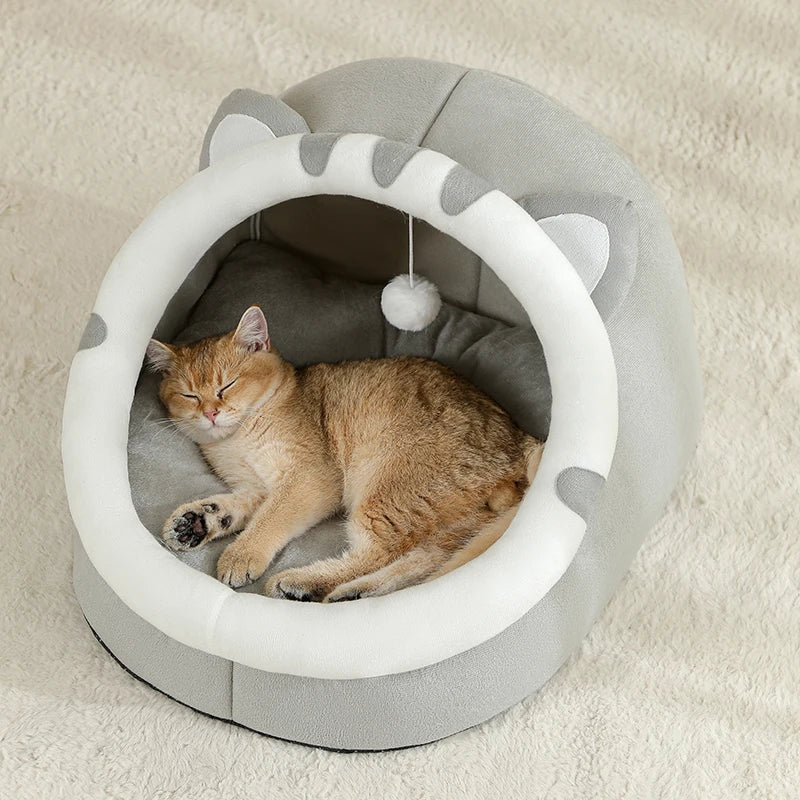 Super Cama para Gatos – Casa Quente para Pets, Caverna com Almofada para Gatinhos, Casa Aconchegante para Dormir, Cesto em Forma de Tenda para Cães Pequenos, Tapete e Cama para Gatos.