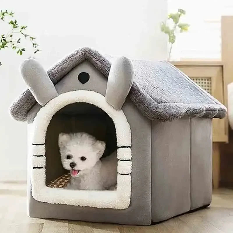 Casinha Quente para Cães de Interior – Cama Macia para Pets em Forma de Tenda, Canil para Cães, Cama para Gatos com Almofada Removível e Lavável, Adequada para Todas as Estações.
