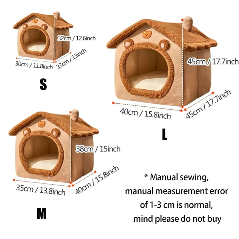 Casa Quente para Gatos e Cães para Todas as Estações – Almofada Removível e Lavável, Cama Macia para Pets de Interior, Canil para Pets Pequenos e Médios, Suprimentos Duráveis para Pets.