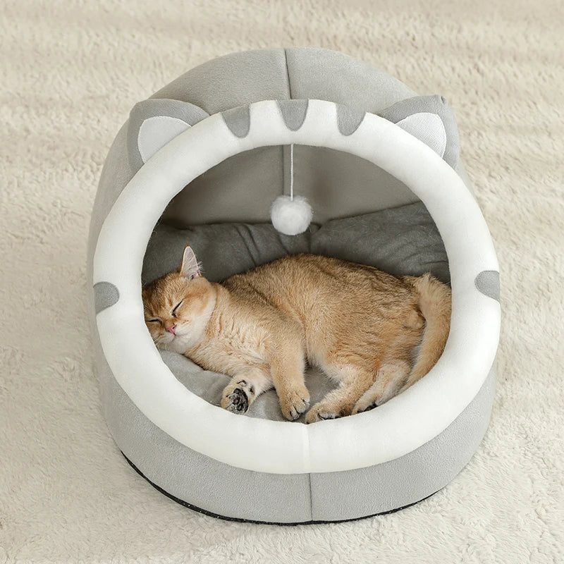 Super Cama para Gatos – Casa Quente para Pets, Caverna com Almofada para Gatinhos, Casa Aconchegante para Dormir, Cesto em Forma de Tenda para Cães Pequenos, Tapete e Cama para Gatos.