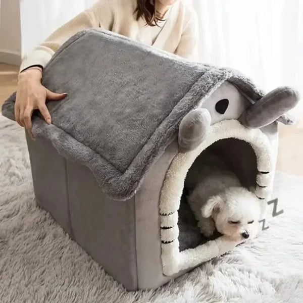Casa Quente para Gatos e Cães para Todas as Estações – Almofada Removível e Lavável, Cama Macia para Pets de Interior, Canil para Pets Pequenos e Médios, Suprimentos Duráveis para Pets.